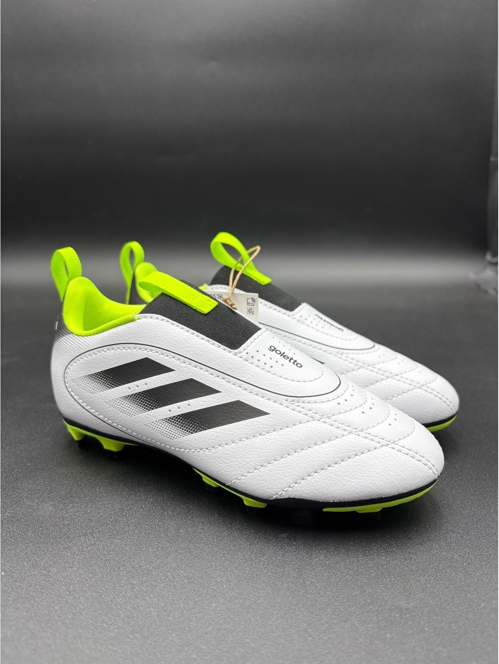 adidas Goletto IX FG Soccer Cleats Size 13K White Black Neon